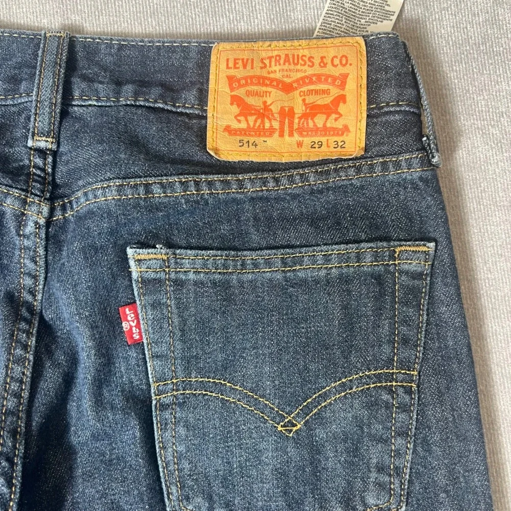 Levis 514 Straight Fit Jeans Mens 29x32 Dark Wash Indigo Blue Cotton Denim